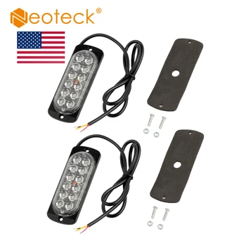 

(Send From US) Neoteck 12V 24V Amber Recovery Strobe 12 Leds Lights Orange Grill Breakdown Flashing Light Lamp