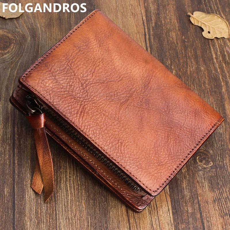

Brand Vintage Wallet Women Designer Handmade Natural Grain Genuine Leather Holders Top Quality Cowhide Purse Card Photo Pocket