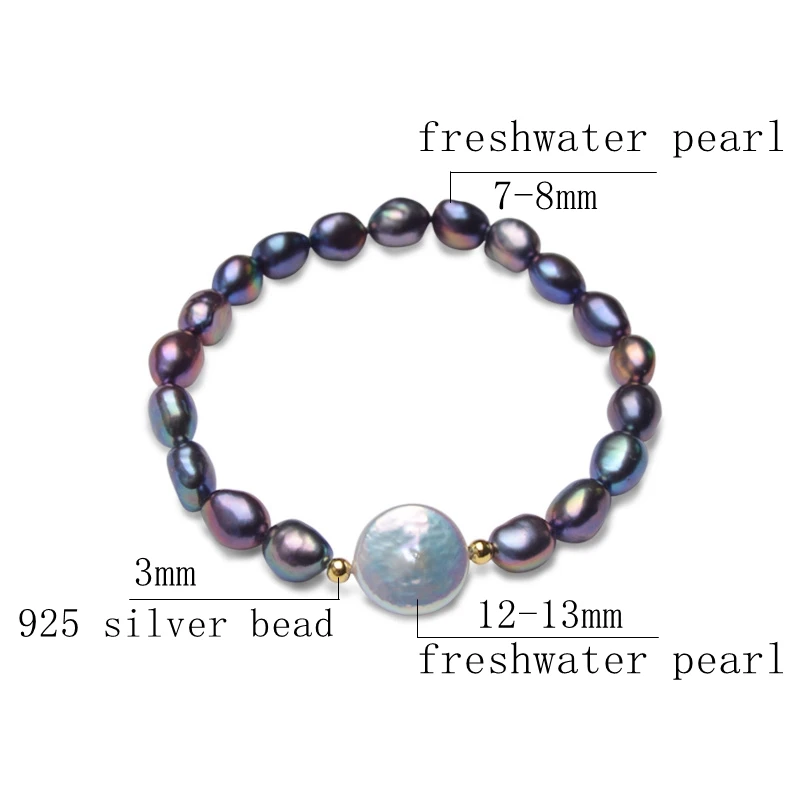 ASHIQI-Genuine-12-13mm-Button-Freshwater-Pearl-Bracelets-Natural-Black-Baroque-Pearl-for-women-with-925 (4)