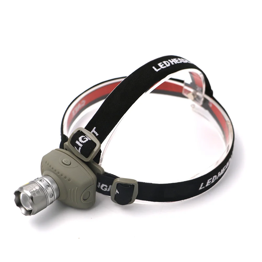 

New Zoom Focus 4-Modes Army Green Q5 LED Tactical Headlight Headlamp AAA Outdoor Camping Hiking Cycling Head Light Torch Lantern