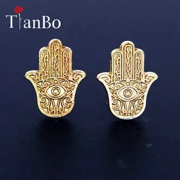 

TianBo Hamsa earrings studs fatima hand earrings stud earrings crystal double sided ear stud fashion jewelry