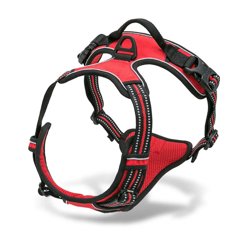 

Reflective Nylon Large pet Dog Harness All Weather Service Dog Ves Padded Adjustable Safety Vehicular Lead For Dogs Pet