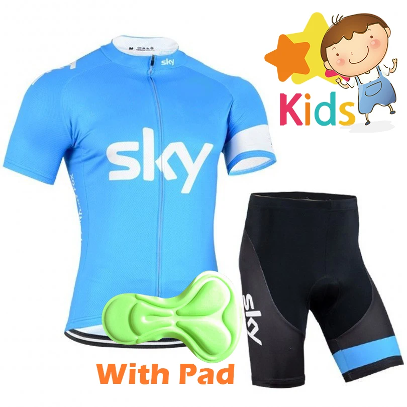 

2018 sky Boys Cycling Jersey Set Ropa Ciclismo Cycling Kit for Kids Breathable Quick Dry Girl Bicycle Clothing Children Jersey