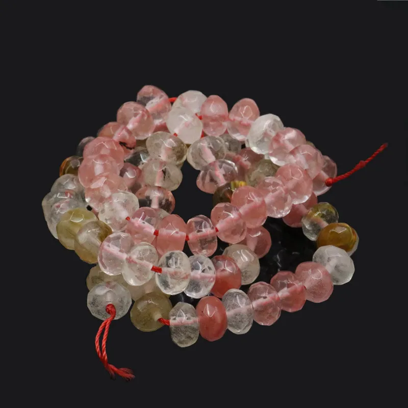 5X8mm Abacus Watermelon Chalcedony Faceted Multicolor Tourmaline Crystal DIY Beads Natural Stone 15inch Jewelry Making Design | Украшения и