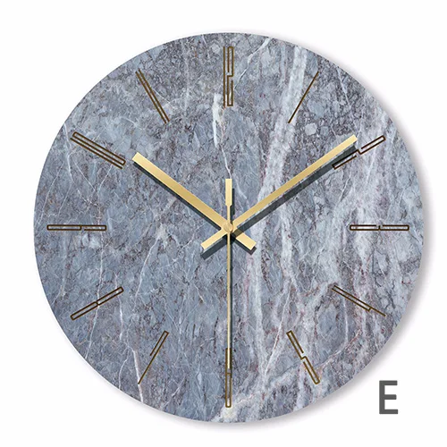 12 дюймов круглые Настенные часы простые декоративные скандинавские Современные Мраморные часы настенные часы для гостиной кухни офиса спальни - Цвет: Серый