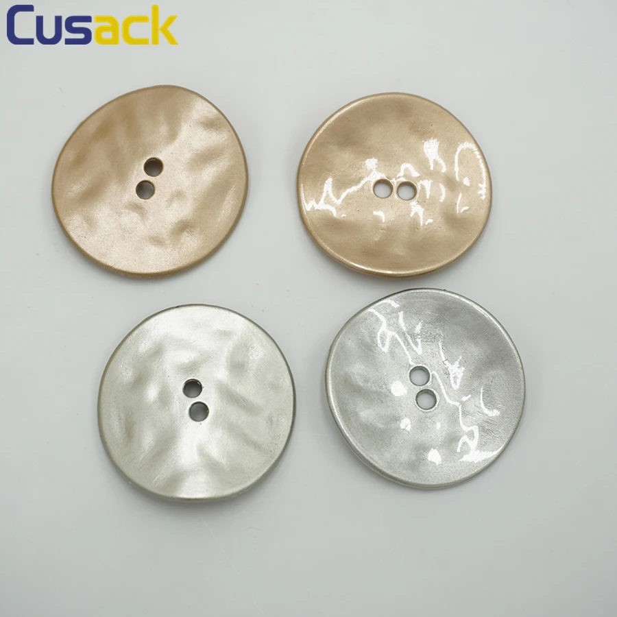 

4 pieces Round 3.5 cm 2 Holes Buttons for Coats Windbreaker Costume Decorative Button Metal Silver Grey Gold Sewing High Quality