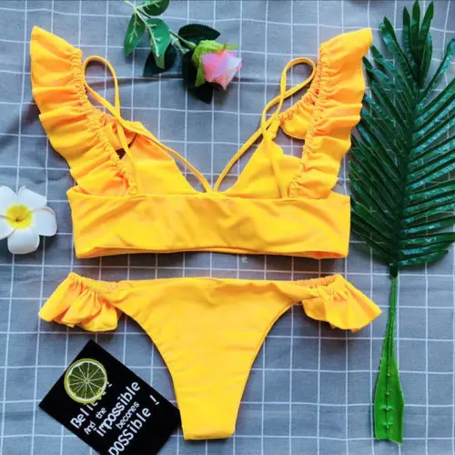 2018 Women's Lotus leaf Bikini Lovely Vintage Bikini Set Swimsuit Bath Swimwear 2018 Women's Lotus leaf Bikini Lovely Vintage Bikini Set Swimsuit Bath Swimwear