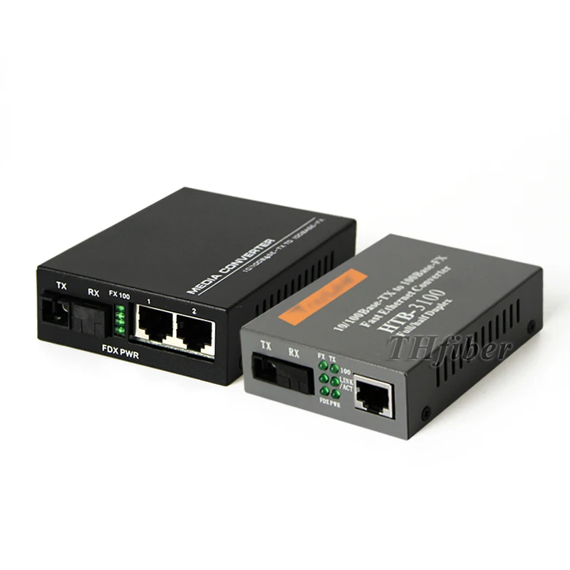 

Fiber Optical Media Converter Fiber Transceiver 10/100Mbps RJ45 Single mode Simplex 1 SC 2 RJ45+1 SC 1 RJ45-- 1 Pair