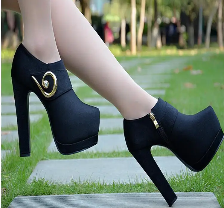 

2019 autumn and winter new high heel thick with short boots Martin boots waterproof platform super high heel boots