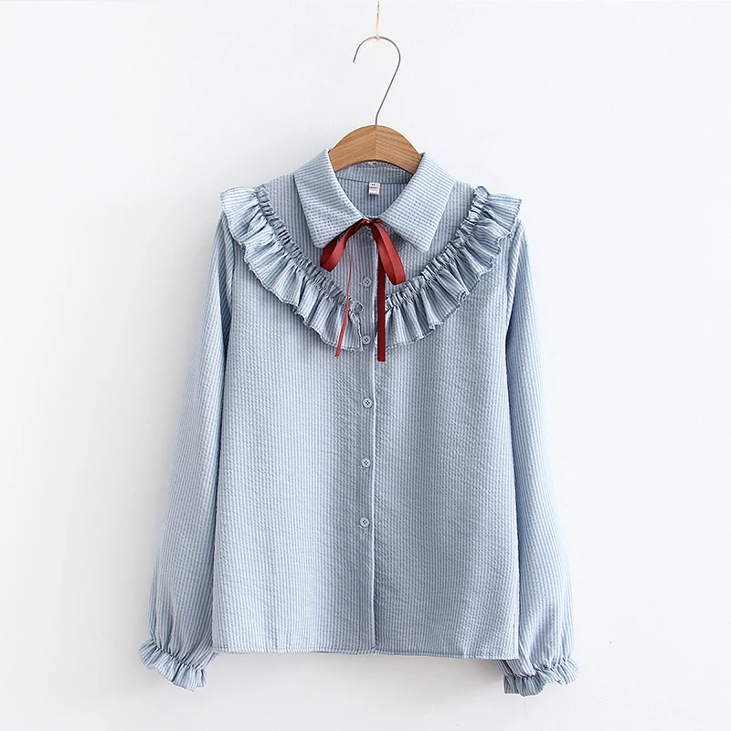 Mori Girl Blusa Feminina Spring Autumn Women Long Sleeve Tops and Blouses Ruffles Japanese Chiffon Shirts