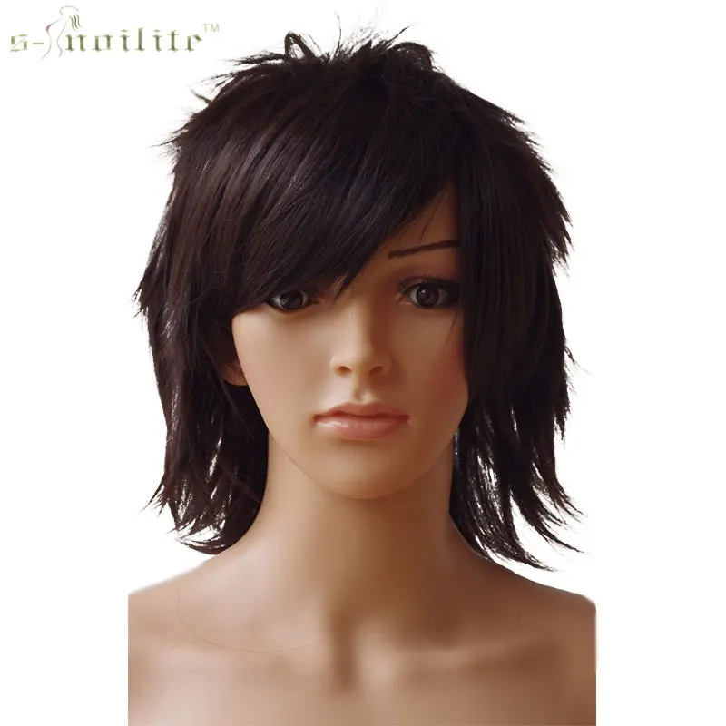 SNOILITE Cosplay Short Wig 30cm Synthetic Black Brown Pink SNOILITE Cosplay Short Wig 30cm Synthetic Black Brown Pink