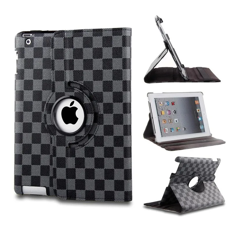 

Case For iPad 9.7 inch 2017&2018 Coque Funda Grid Plaid 360 Rotating Multi-Angle Viewing PU Leather Tablet Cover Auto Sleep Wake