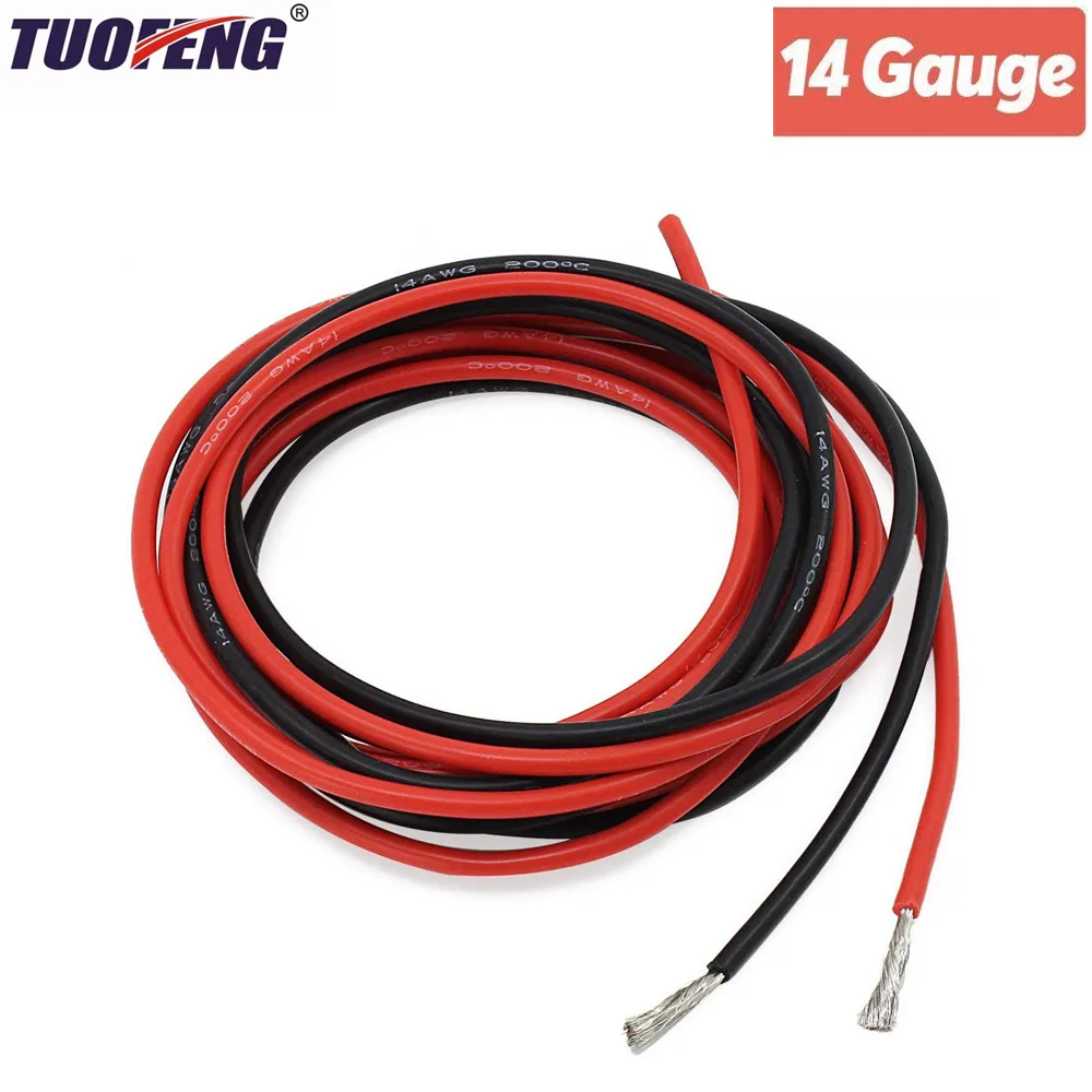 14 AWG Silicone Wire Hook Up wire Cables Black And Red Flexible of Tinned copper wire High temperature resistance 14 AWG Silicone Wire Hook Up wire Cables Black And Red Flexible of Tinned copper wire High temperature resistance