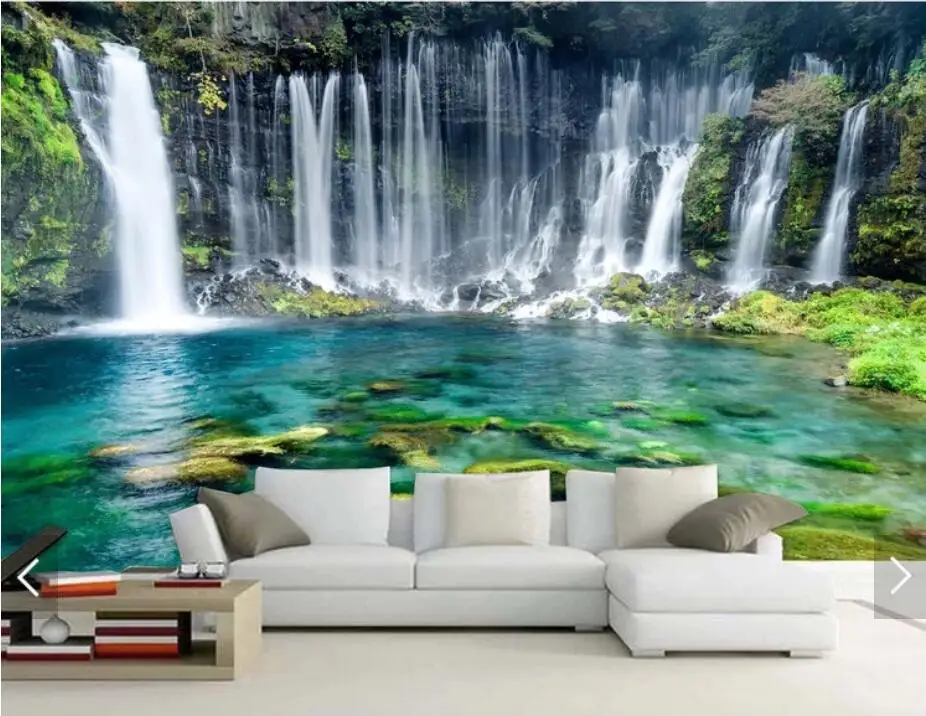 Nature Waterfall Wallpaper Decoration Mural Wall Papers for Walls HD Printed Contact Paper Decor Custom | Обустройство дома