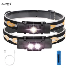 XM-L2 светодиодный фонарь Мини Белый свет налобный фонарь USB зарядное устройство 18650 батарея налобный фонарь фонарик для рыбалки и походов