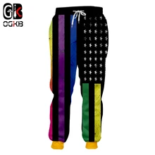OGKB мужские спортивные штаны Новые эластичные талии тренажерные залы 3D печатных американский флаг хип хоп размера плюс 5XL одежда мужская зимняя Прямая поставка