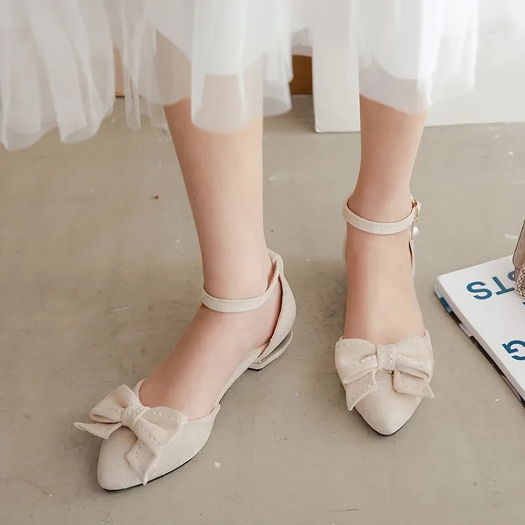 

Big Size 9 10 11 12 ladies high heels women shoes woman pumps Butterfly-knotted single shoes with buckles