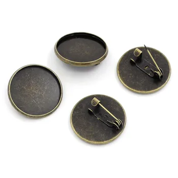 

20Pcs Brooch Back Pin Cabochon Cameo Frame Setting Fit 20mm Bronze Tone Round Jewelry DIY Findings 22mm