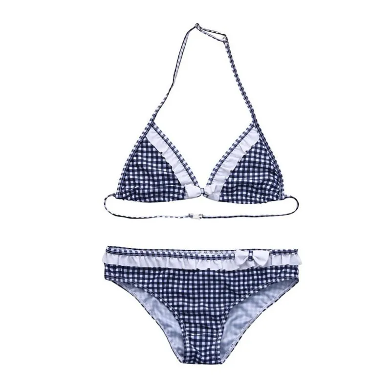

ARLONEET 2019 Baby Swimwear Girls Plaid Bowknot Swimwear Bathing Bikini Set Outfits Swimsuit Drop Shipping 5 to 9 Years 30S611