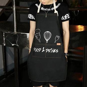 

2018 New Fashion Aprons Canvas Cotton Green Cafe Cowboy Uniform Unisex Aprons for Woman Men Kitchen Chef Waiter Cooking pinafore
