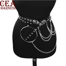 CEA. Кожаный ремень для женщин, пояс с О-образным кольцом, пояс-цепочка, БДСМ, для танцев на шесте, пастельный, готический, панк, Рейв, кожаные ремни для женщин, ремень