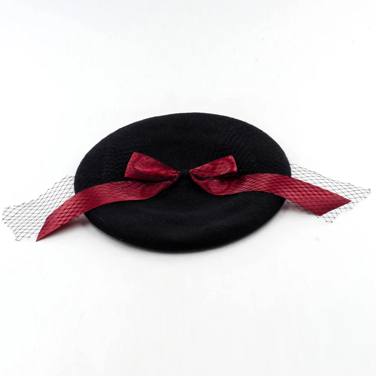 النساء bowknot شبكة السيدات ورأى الصوف قبعة قبعة البيريه الأزياء الفنان قبعة دافئة الخريف و الشتاء روسيا نوعية جيدة أنيقة قبعة