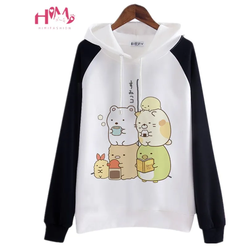 Harajuku повседневные Kawaii мультфильм женские толстовки Япония Корея милый аниме