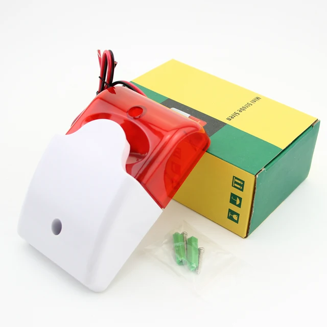Free Shipping!9-12V Mini Indoor Wired Siren with Red light Siren Flash Sound Home Security Alarm Strobe System 110dB Hot Sale
