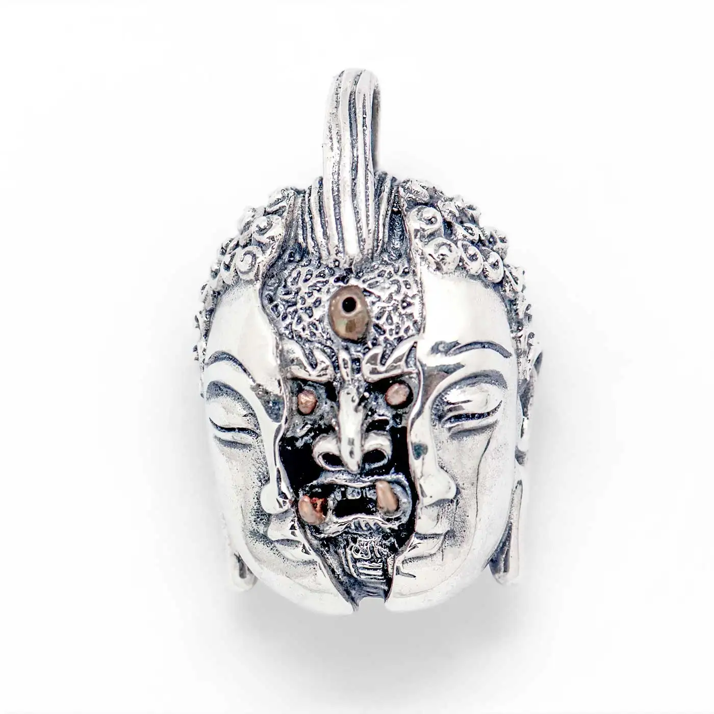 

Vintage Buddhism Devil 925 Sterling Silver Men Pendant
