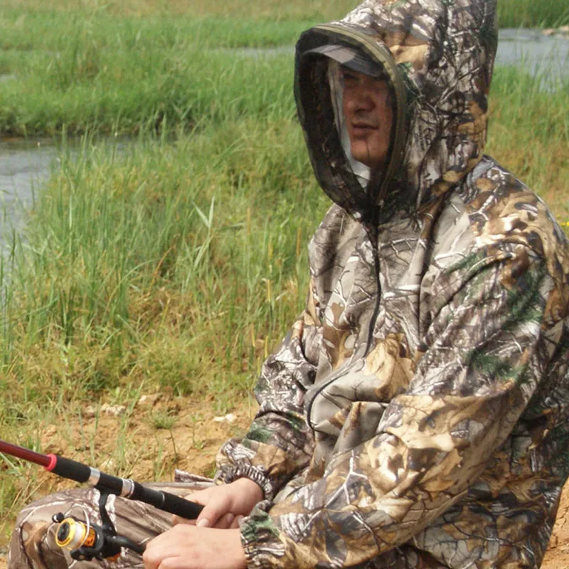 

Men Outdoor Anti-mosquito Bionic Camouflage Clothing Breathable Hunting Suit Jacket Fishing Hoodie Fishing Shirt Fishing Gloves