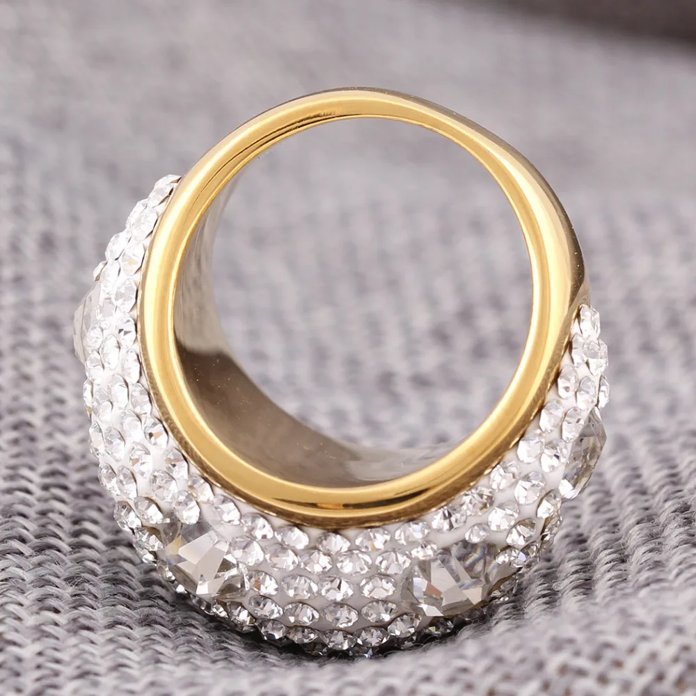 Модные прозрачные австрийский хрусталь, свадьба кольца для женщин Высокое качество золотая пластина нержавеющая сталь интимные аксессуары