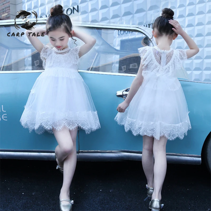

Girls summer 2019 new fluffy yarn solid color mesh dress princess dress children's party dress christmas dress for baby girls