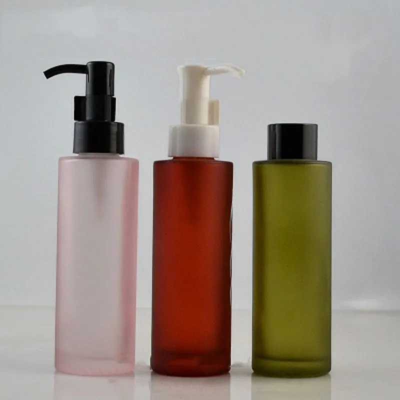 

100ml Toner Bottle Pink Frosted Glass Bottle Colorful Sprayed Vial Cleansing Oil Lotion Pump Packing Cosmetic Containers Bottle