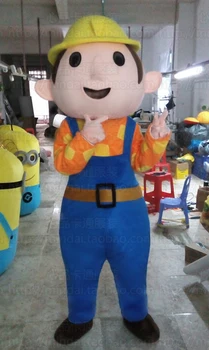 

Bob The Builder Mascot Costume Adult Mascot Costume for Halloween Party Dress Amusement Park Outfit Free Shipping