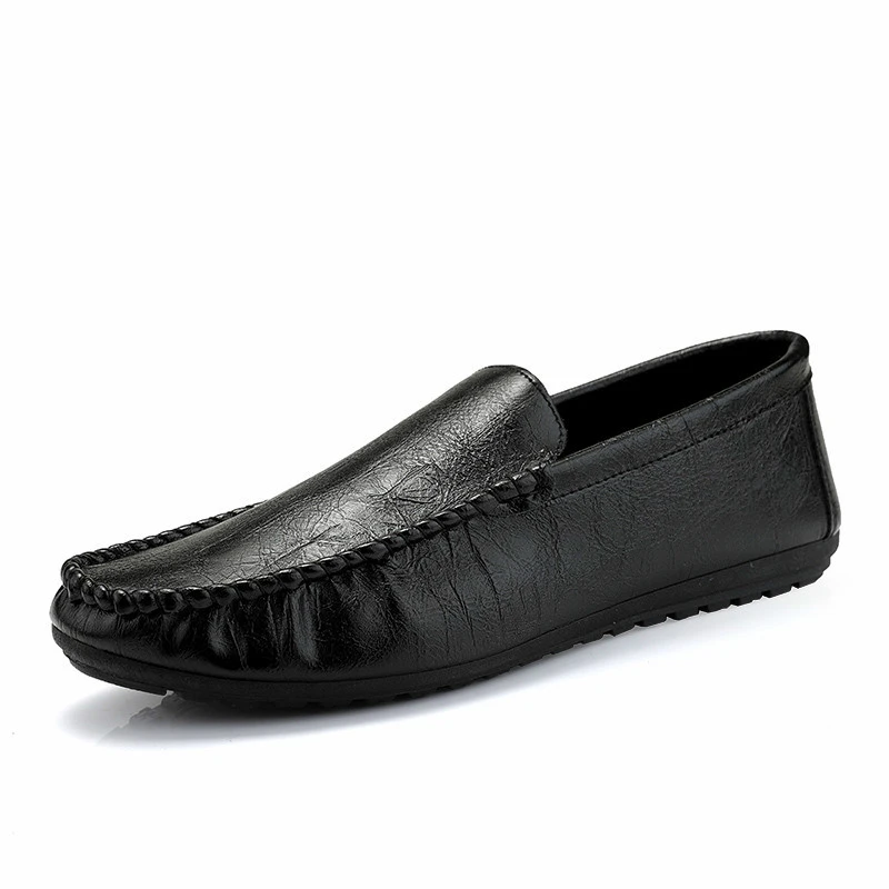 AlexBu Новая мужская кожаная обувь слипоны дышащая мягкая подошва мужской платье обувь для вождения Мужская повседневные Лоферы Обувь Zapatillas - Цвет: Black
