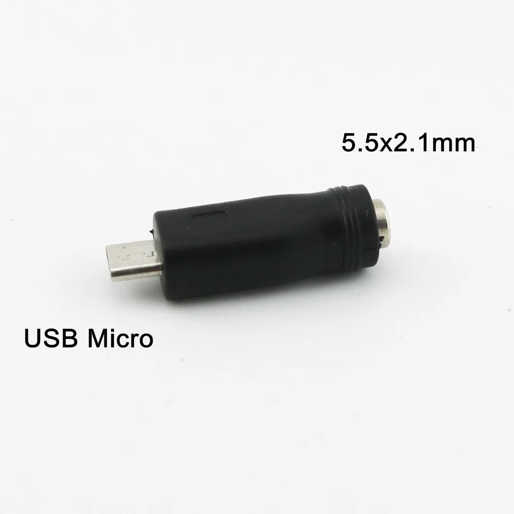 2x Micro USB 5 Pin штекер к 5x2 1 мм гнездо постоянного тока преобразователь питания