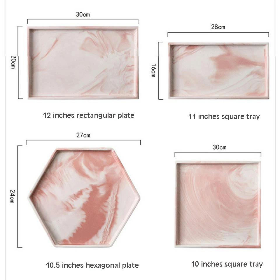 Розовый керамический геометрический поднос в скандинавском стиле, Мраморная посуда, бытовая чайная кофейная тарелка для хранения ювелирных изделий, украшение, новинка