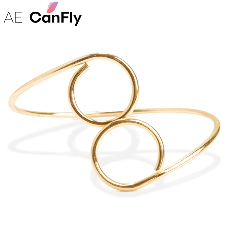 

AE-CANFLY Punk Upper Arm Bracelet Bangle Vintage Simple Metal Circle Gold Arm Cuff Armlet 2K3009