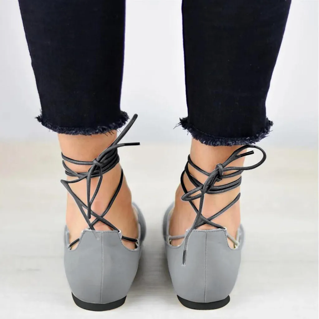 Peu Profonde Simples Noir up Mode Arrivée Orteil Chaussures Dentelle gris Nouvelle Bandage Talon Pointu Casual De Pur Mujer kaki Zapatos Plat Femmes Bouche wq480H