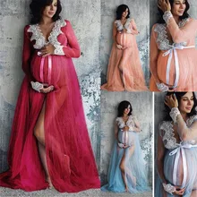 Круживное для биременных с длинным рукавом женское кружевное платье для беременных кружевное Длинное Платье Макси