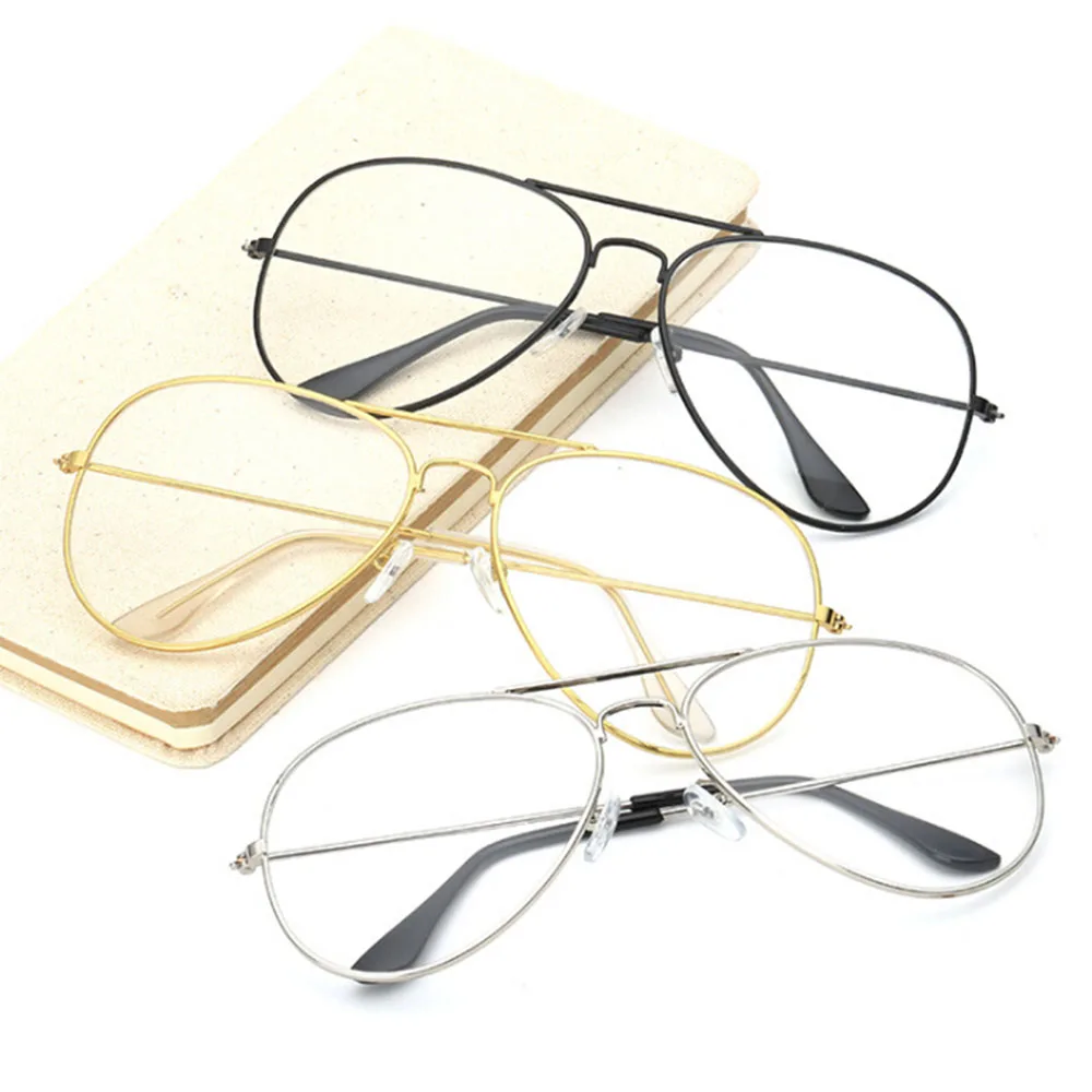 

Retro Large Oversize Round Glasses For Men Women Goggles Hip Hop Metal EyeglassThin Frame Flat Mirror Glasses New Arrival Hot