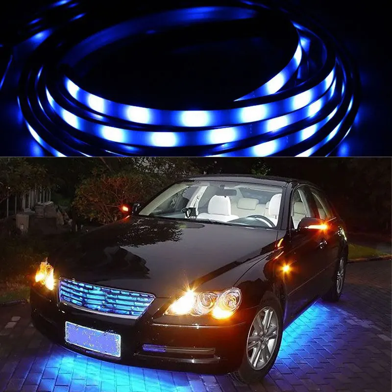 Беспроводная Автомобильная Гибкая RGB подсветильник ка шасси с пультом