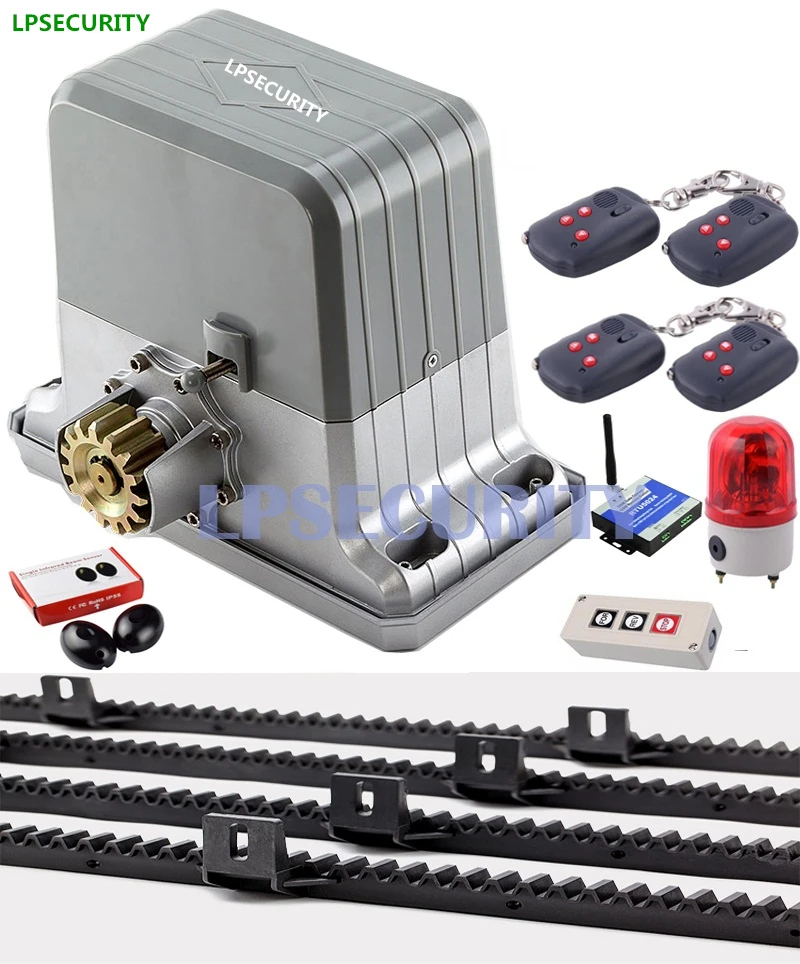 LPSECURITY 1800kg 4 keyfobs commercial use GSM sliding gate opener