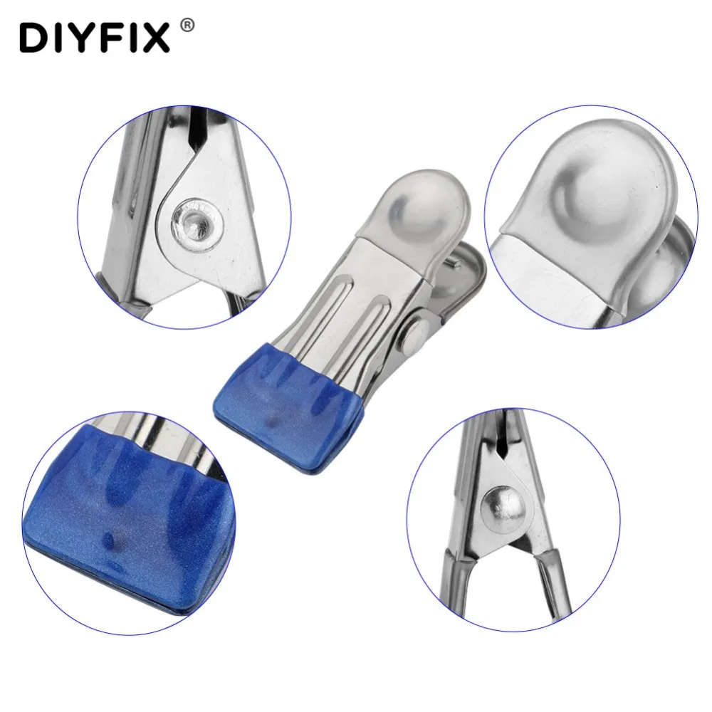DIYFIX 10Pcs Metal Clip Fixture Multi-purpose Fastening Clamp for Mobile Phone Tablet Glued LCD Screen Repair Tools Set - Image 4