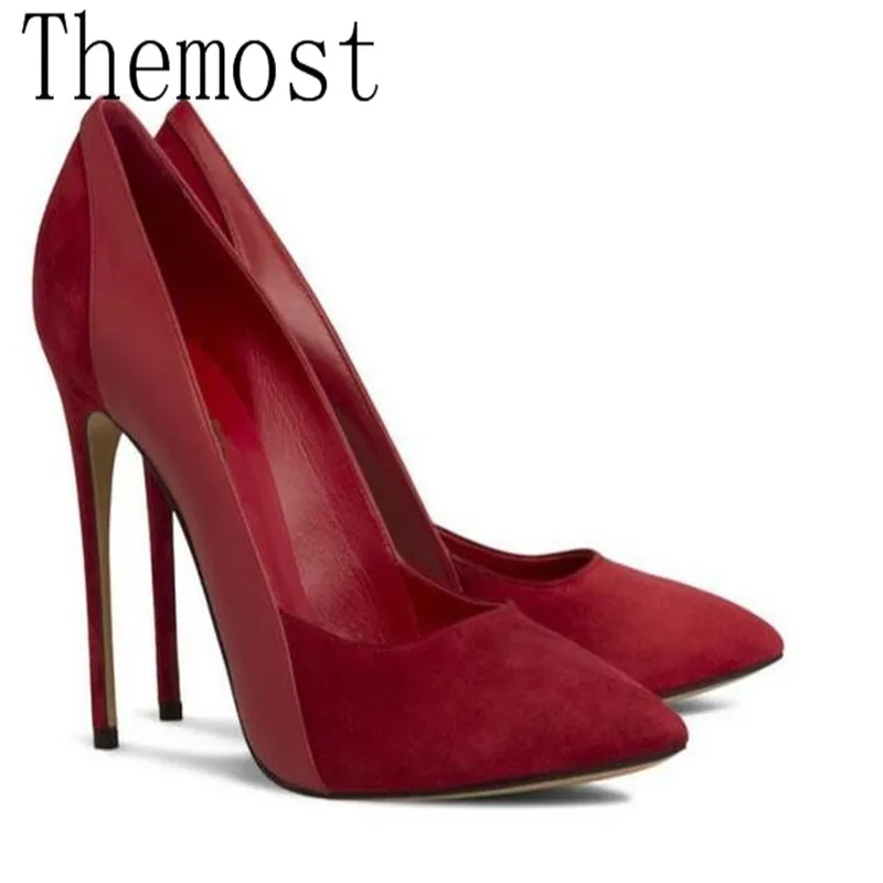 Dernier Size34 Haute Simples Themost Lady 12 Début Pointu Américain Cm Au Grand Du Européen Couture Talon Suède Printemps Et Chaussures Sexy 48 8q8aw0R