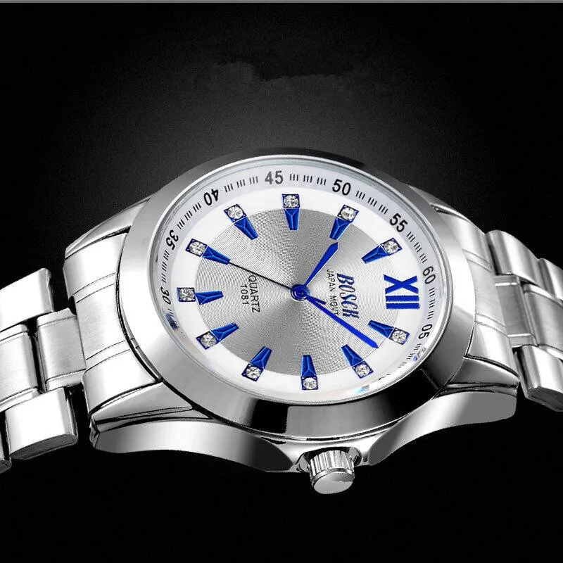 BOSCK-1081, nowy mężczyzna zegarków, oglądania z wysokiej klasy luksusowy zegarek kwarcowy na rękę marki i mody, pasek ze stali i pasa.