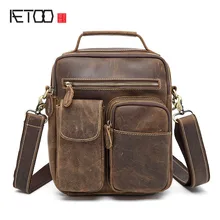 AETOO The new men’s Messenger bag retro crazy horse shoulder bag European and American genuine leather package