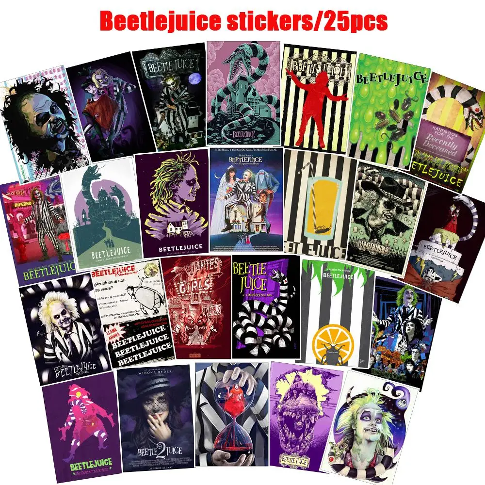 25pcs Mixed Beetlejuice Poster Sticker Graffiti Tim Burton Movie - roblox beetlejuice decal