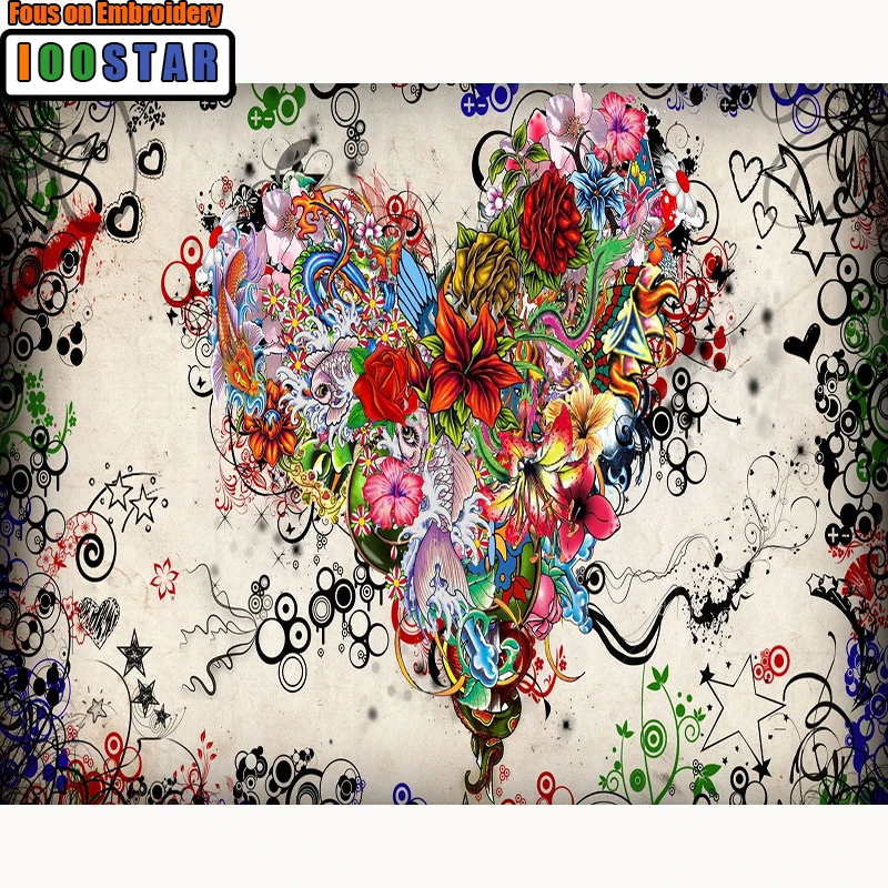

5D Diamond Mosaic Pattern Rhinestone Needlework Diy Diamond Painting Cross Stitch Heart flower Diamond Embroidery