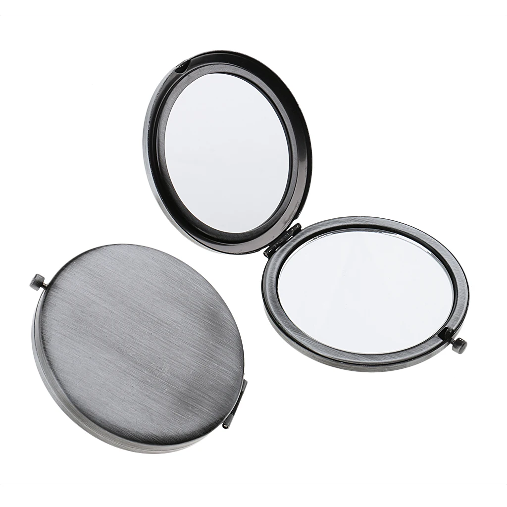 2Pcs Travel Compact Makeup Mirror ,Premium Double Sided Folding Cosmetic Mirrors - Bronze/ Classic/ Silver Optional